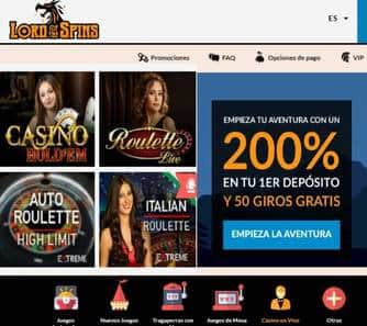 200% sobre el primer ingreso en Casino Lord of Spins